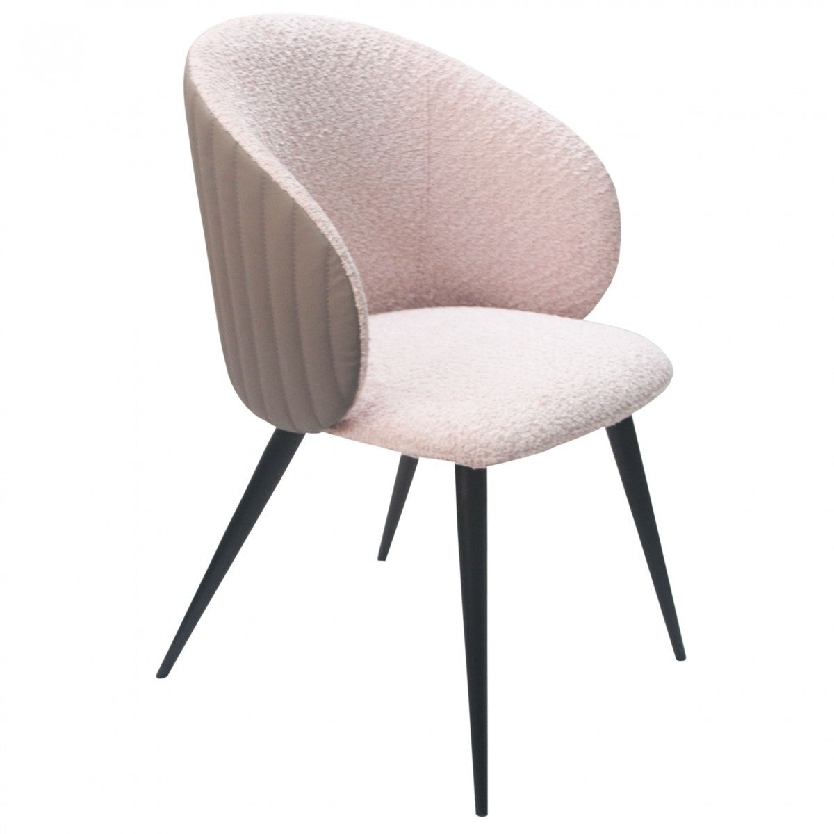 Cream and Black Upholstered Fabric Wing Back Dining Arm Chair