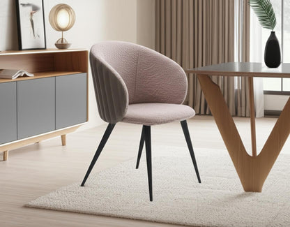 Cream and Black Upholstered Fabric Wing Back Dining Arm Chair