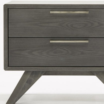 18" Solid Wood and Wood Two Drawer Nightstand