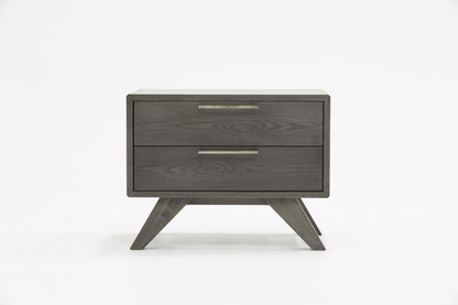18" Solid Wood and Wood Two Drawer Nightstand