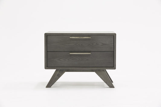 18" Solid Wood and Wood Two Drawer Nightstand