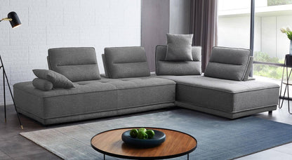 Gray 100% Polyester Stationary L Shaped Two Piece Sofa And Chaise