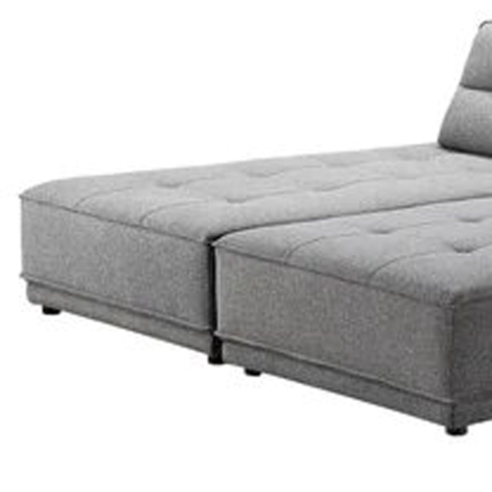 Gray 100% Polyester Stationary L Shaped Two Piece Sofa And Chaise