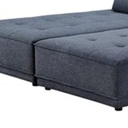 Blue 100% Polyester Stationary L Shaped Two Piece Sofa And Chaise