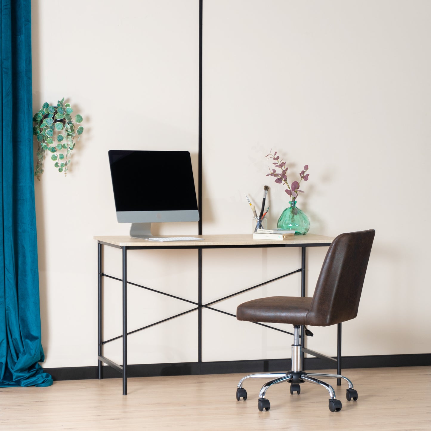 48" Brown and Black Wood Computer Desk