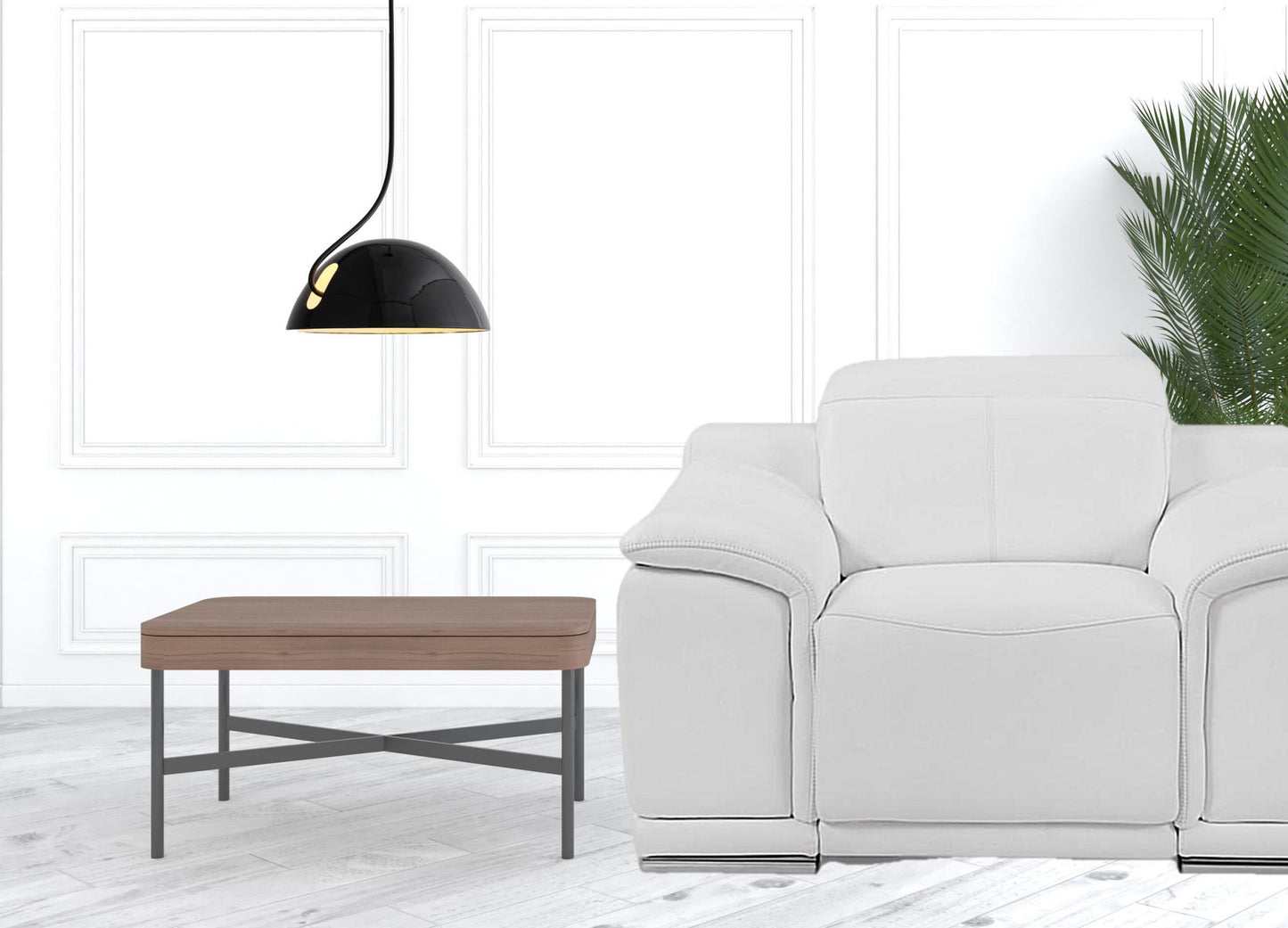 48" White Italian Leather Arm Chair