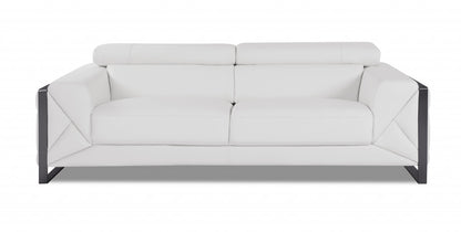 Three Piece Indoor White Italian Leather Six Person Seating Set