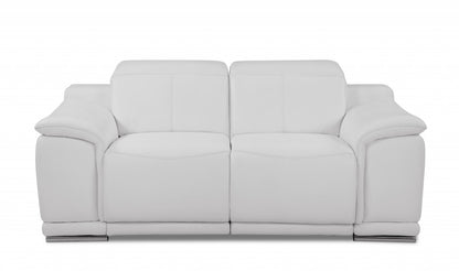 Three Piece Indoor White Italian Leather Six Person Seating Set