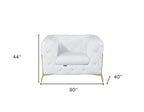 Three Piece Indoor White Italian Leather Six Person Seating Set