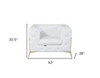 Three Piece Indoor White Italian Leather Five Person Seating Set