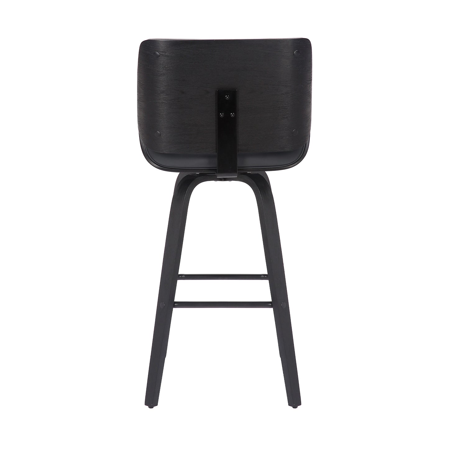 30" Gray and Black Faux Leather and Iron Bar Height Swivel Bar Chair