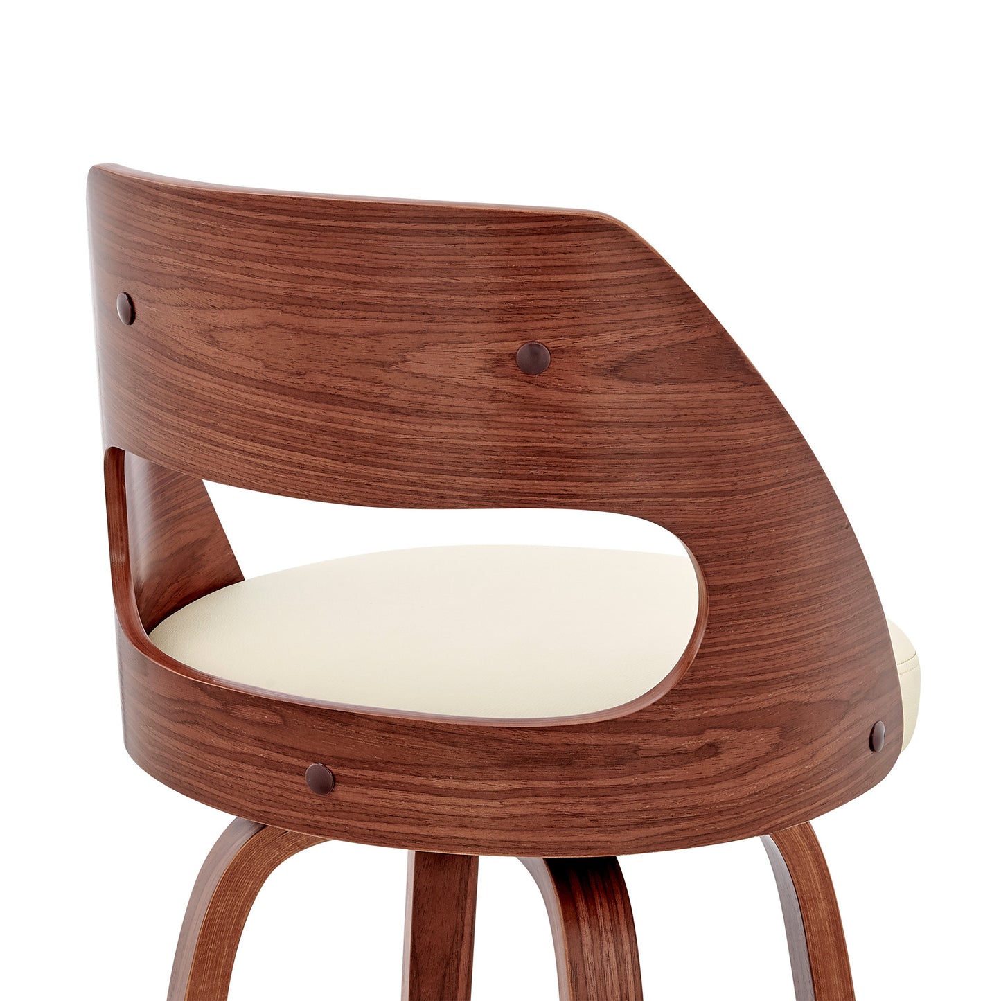 30" Cream and Brown Faux Leather Swivel Bar Chair