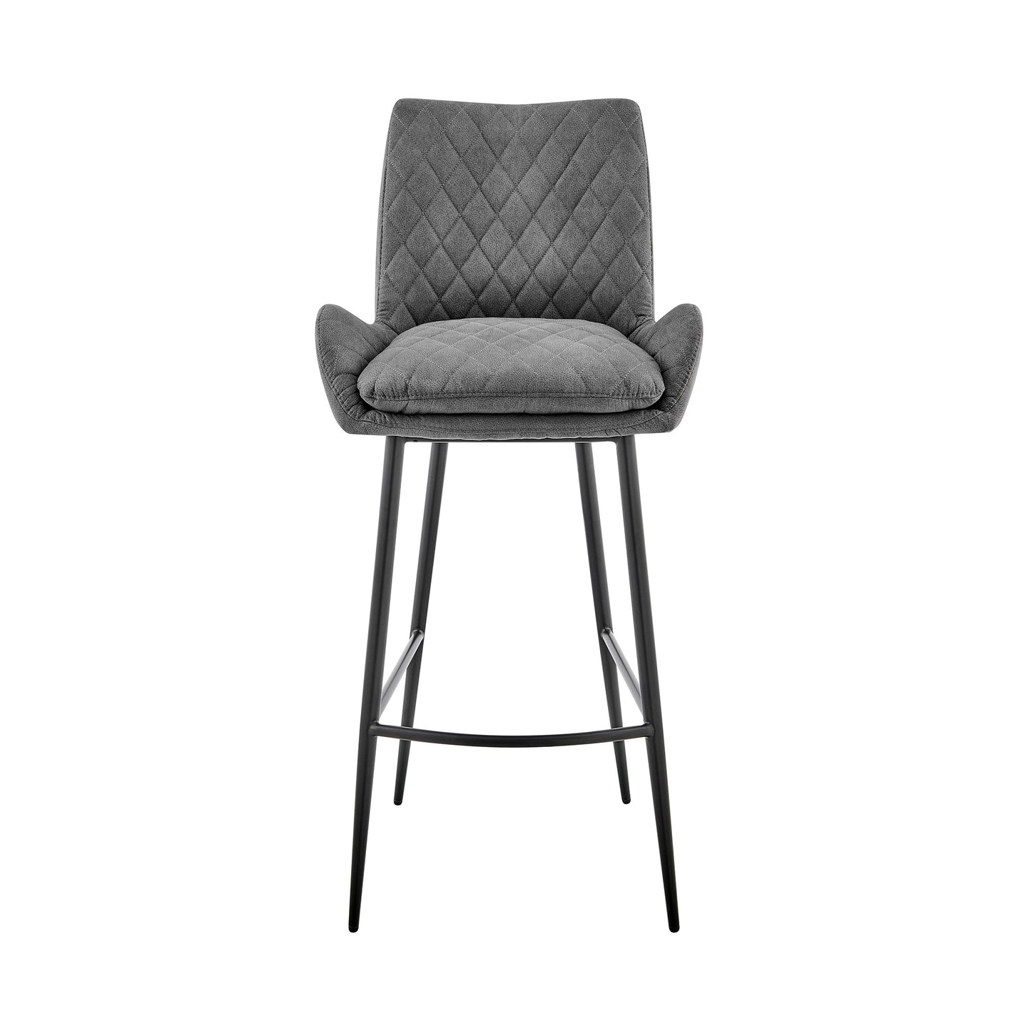 31" Charcoal And Black Iron Bar Height Bar Chair