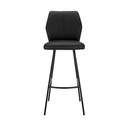 26" Black Faux Leather and Iron Counter Height Bar Chair