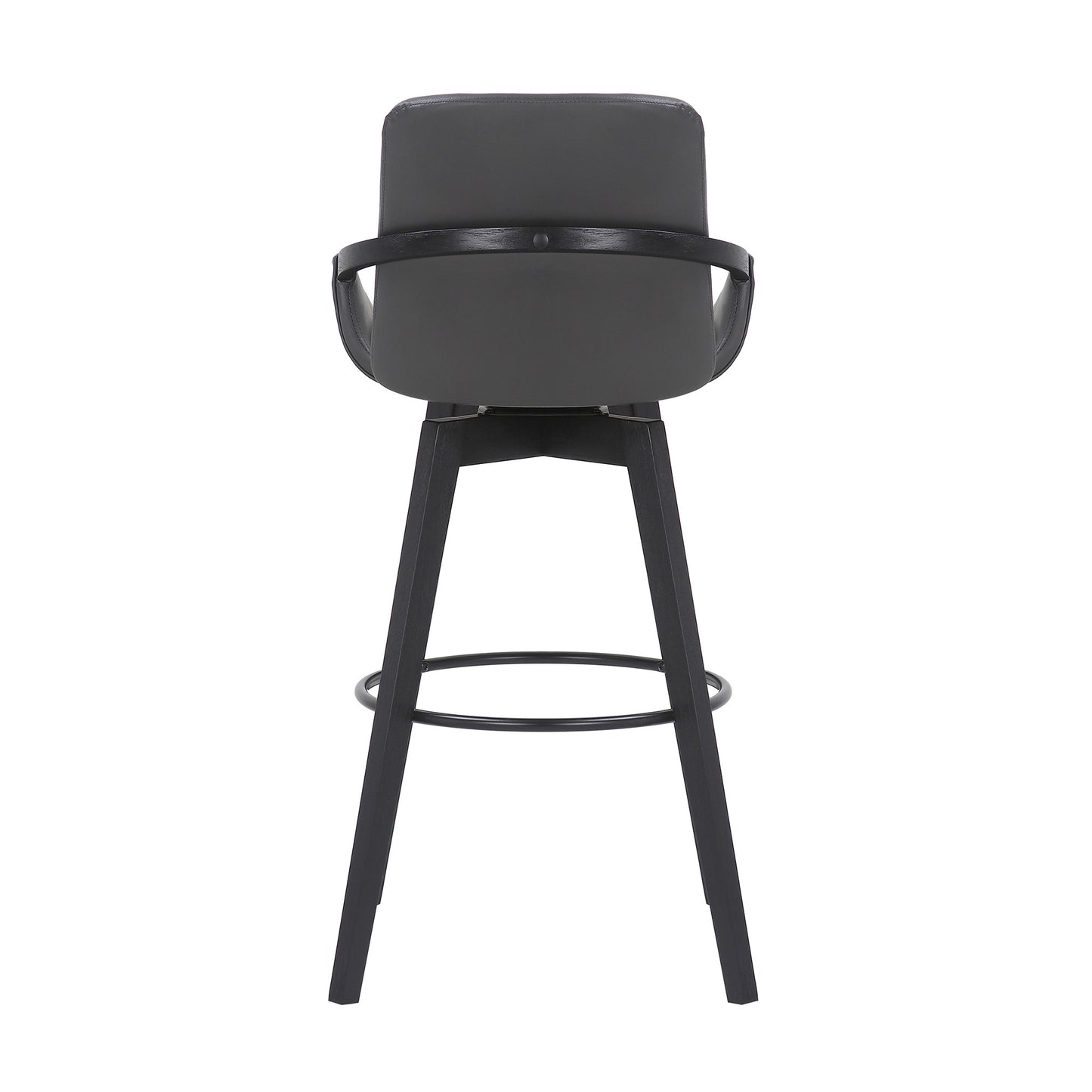 31" Gray and Black Fabric and Iron Bar Height Swivel Bar Chair