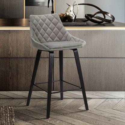 26" Gray And Black Iron Counter Height Bar Chair