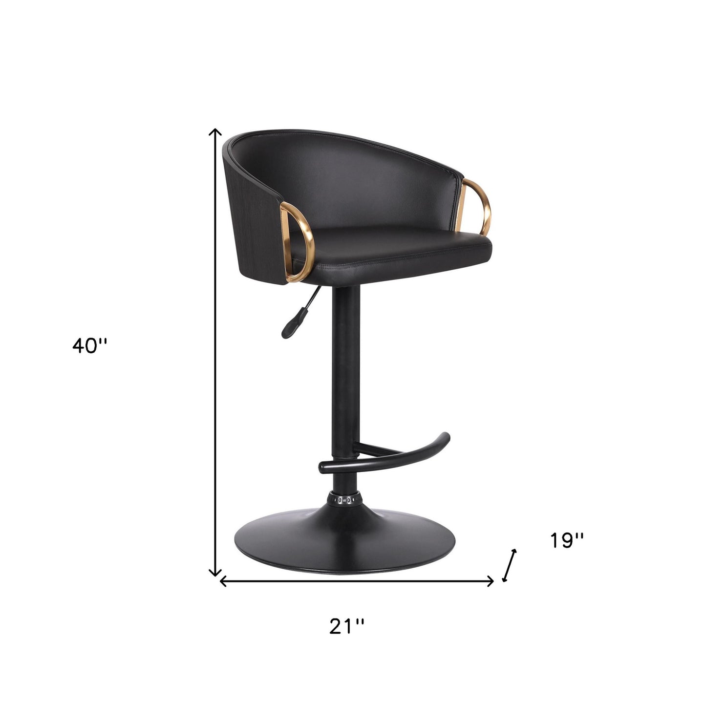 Black Iron Faux Leather and Fabric Low Back Adjustable Height Swivel Bar Chair