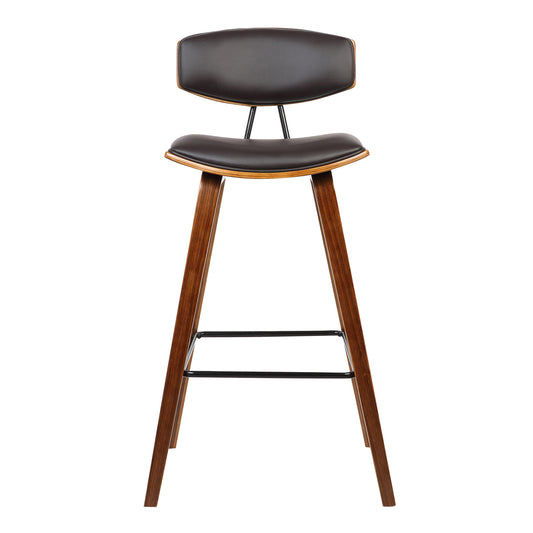 29" Brown Faux Leather Low Back Bar Height Bar Chair