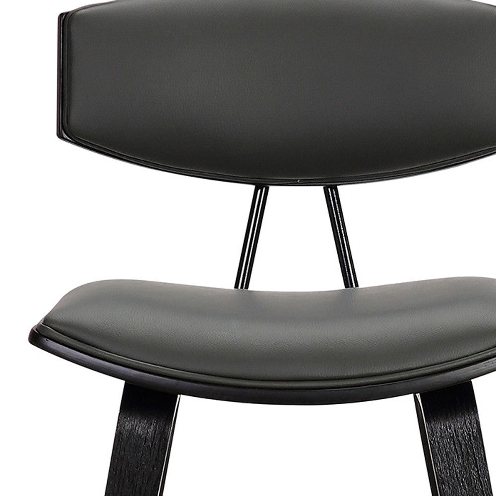 26" Gray and Black Faux Leather and Iron Low Back Counter Height Bar Chair