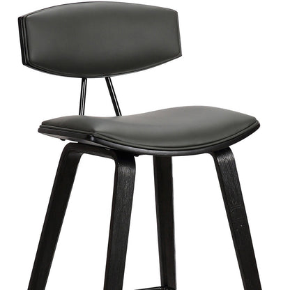 26" Gray and Black Faux Leather and Iron Low Back Counter Height Bar Chair