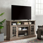 Classic TV Media Stand Modern Entertainment Console For TV Up To 65 With Open And Closed Storage Space, Gray Wash