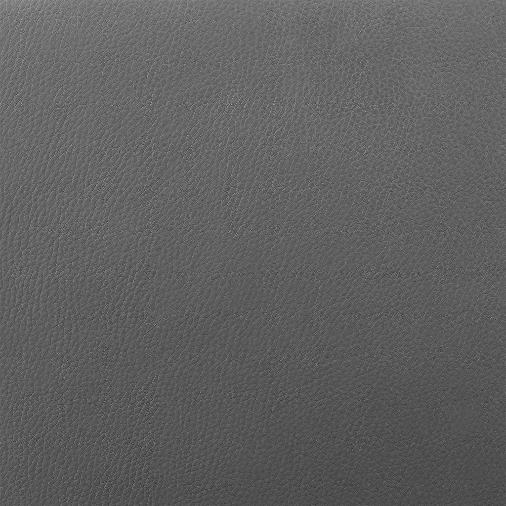 30" Gray and Silver Faux Leather and Iron Low Back Bar Height Swivel Bar Chair