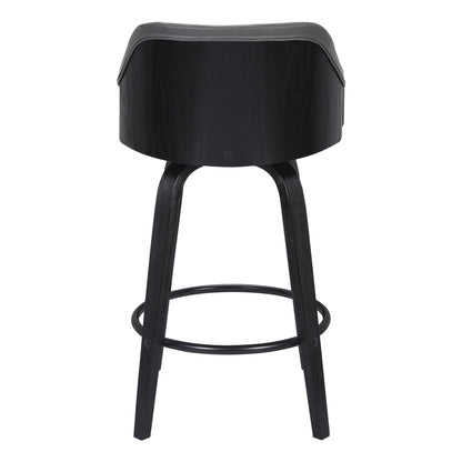 30" Gray And Black Iron Swivel Low Back Bar Height Bar Chair