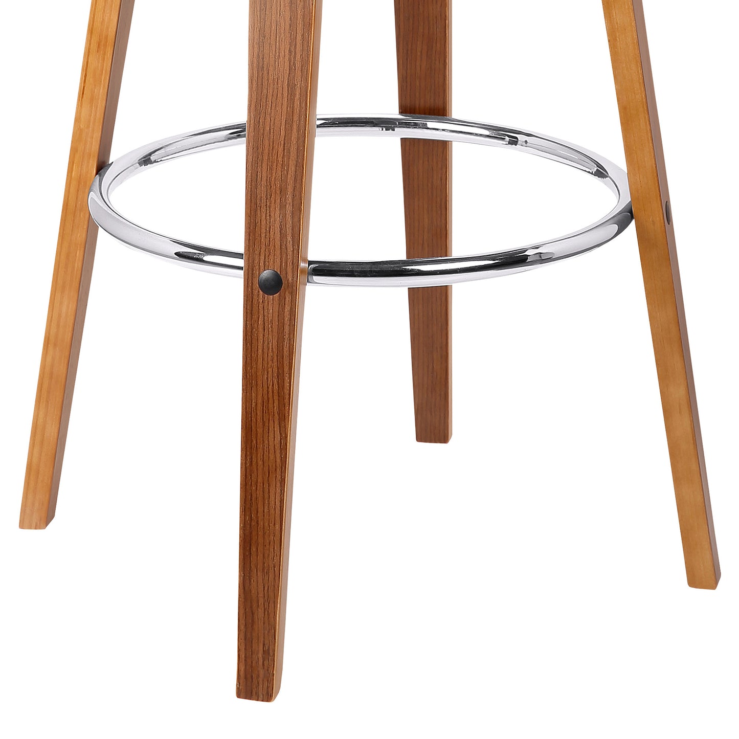 31" Brown Faux Leather And Solid Wood Swivel Low Back Bar Height Bar Chair