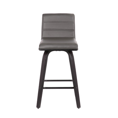 26" Gray and Black Fabric and Iron Low Back Counter Height Swivel Bar Chair