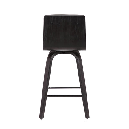 26" Gray and Black Fabric and Iron Low Back Counter Height Swivel Bar Chair