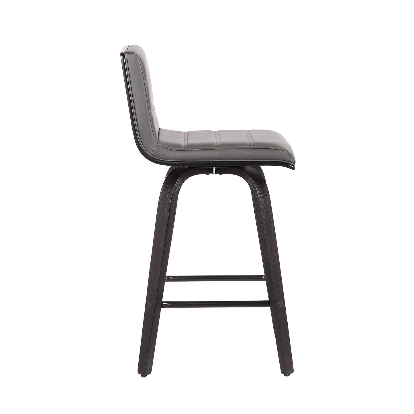 26" Gray and Black Fabric and Iron Low Back Counter Height Swivel Bar Chair