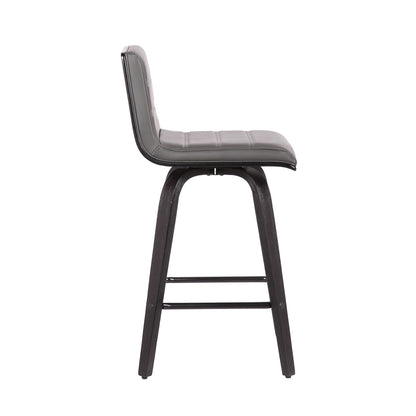 26" Gray and Black Fabric and Iron Low Back Counter Height Swivel Bar Chair