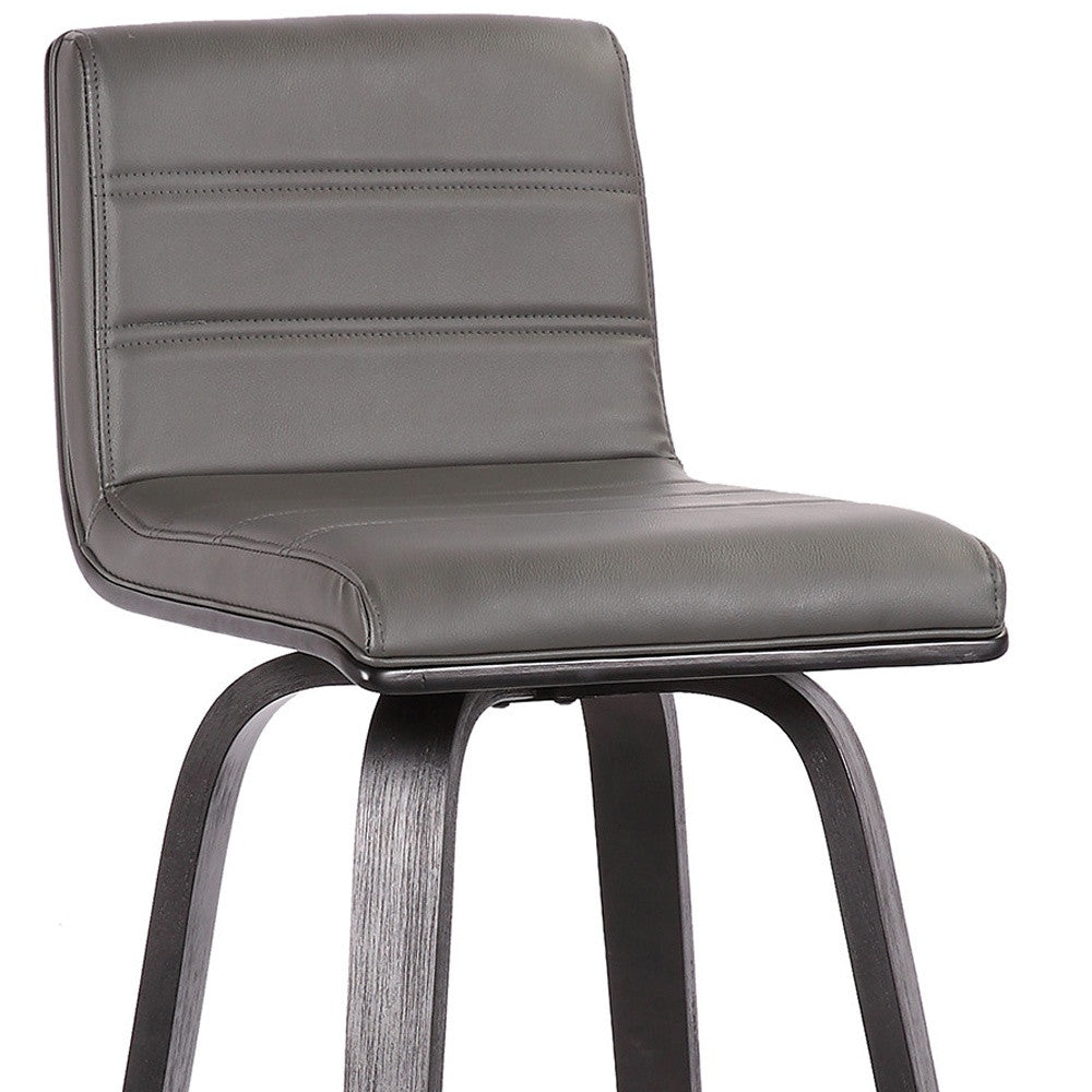 30" Gray And Black Iron Swivel Low Back Bar Height Bar Chair