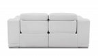 72" White And Silver Italian Leather Power Reclining Loveseat