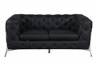 69" Black And Silver Italian Leather Loveseat