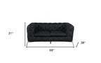 69" Black And Silver Italian Leather Loveseat