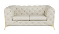 69" Beige And Gold Italian Leather Loveseat