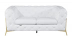 69" White And Gold Italian Leather Loveseat