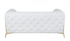 69" White And Gold Italian Leather Loveseat