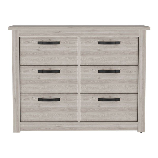 47" Gray Wood Six Drawer Double Dresser