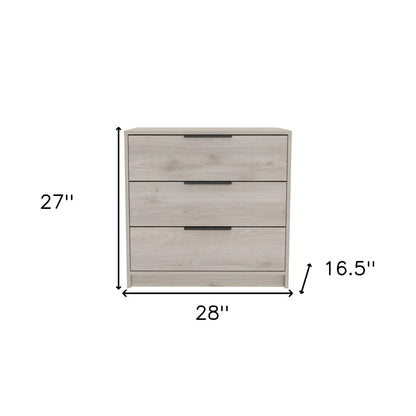 28" Light Gray Wood Three Drawer Dresser