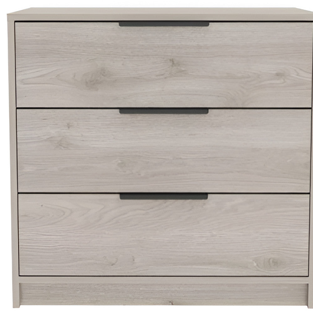 28" Light Gray Wood Three Drawer Dresser
