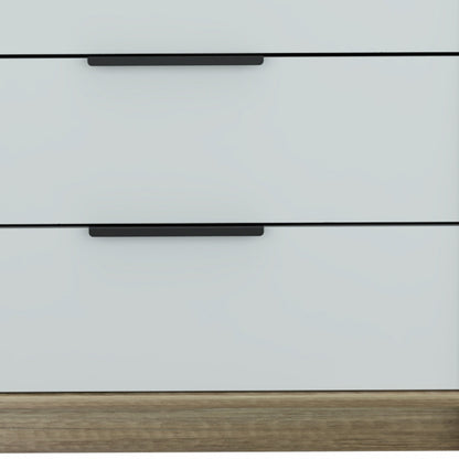 28" Brown And White Three Drawer Dresser