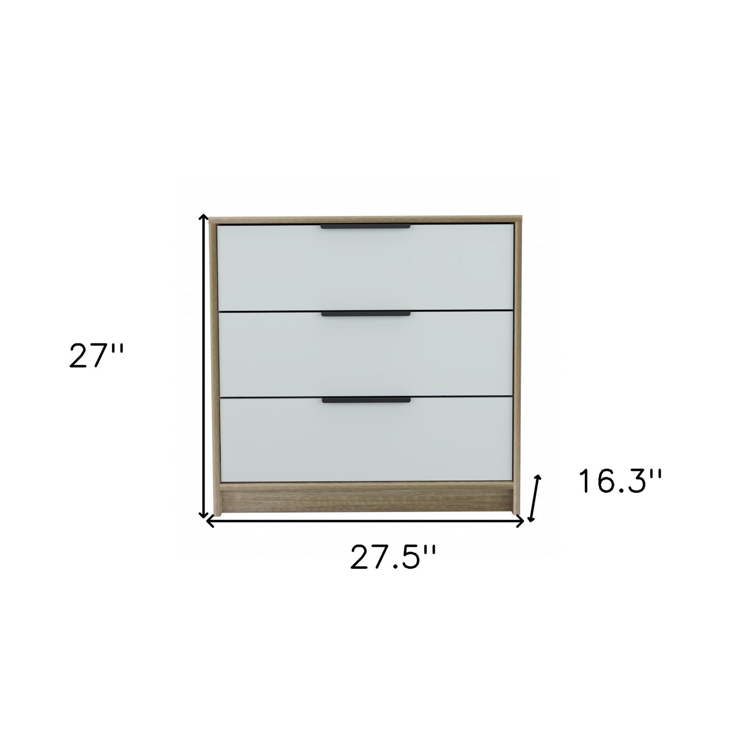 28" Brown And White Three Drawer Dresser