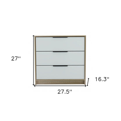 28" Brown And White Three Drawer Dresser