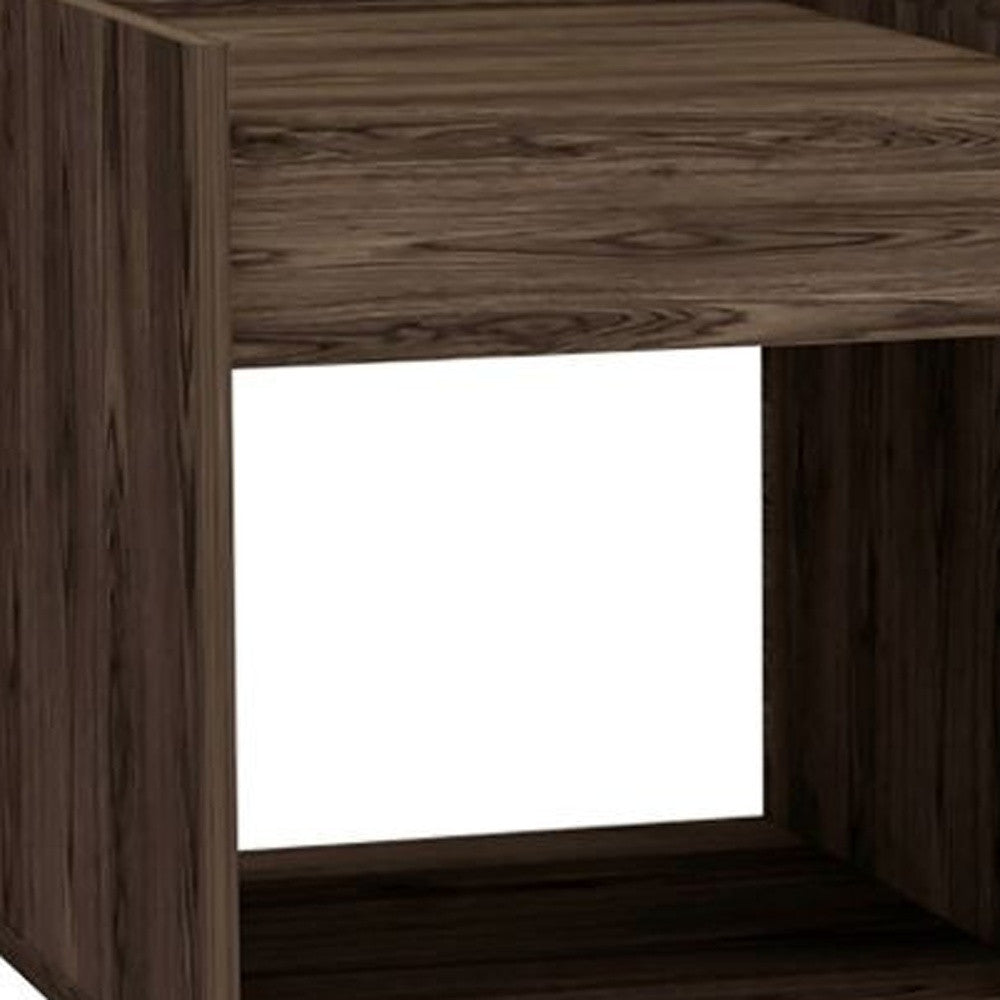 32" Dark Walnut Manufactured Wood Rectangular Coffee Table With Shelf