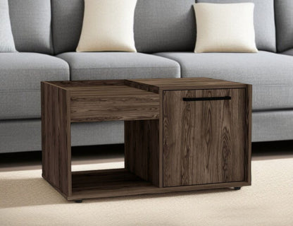 32" Dark Walnut Manufactured Wood Rectangular Coffee Table With Shelf