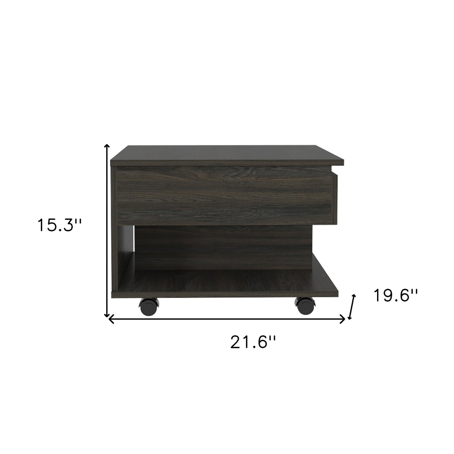 22" Carbon Espresso Manufactured Wood Rectangular Coffee Table With Drawer