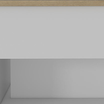 22" White And Light Oak Manufactured Wood Rectangular Coffee Table With Drawer