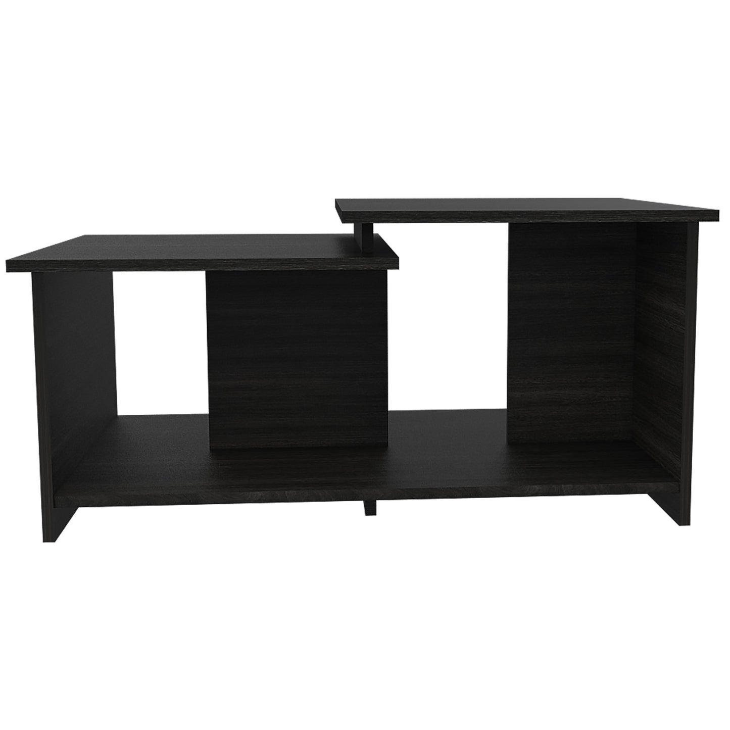 35" Black Wood Abstract Coffee Table